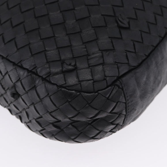 BOTTEGA VENETA INTRECCIATO Shoulder Bag Leather Black Gold 125263 Auth 200439V