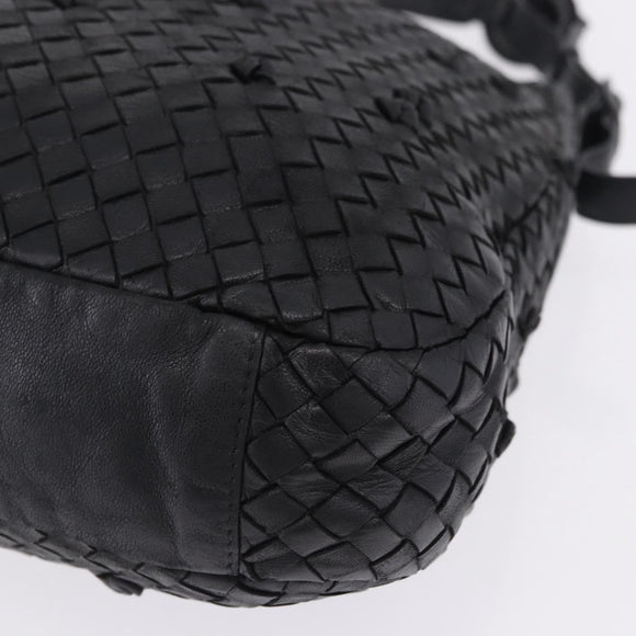 BOTTEGA VENETA INTRECCIATO Shoulder Bag Leather Black Gold 125263 Auth 200439V