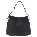 BOTTEGA VENETA INTRECCIATO Shoulder Bag Leather Black Gold 125263 Auth 200439V-13