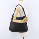 BOTTEGA VENETA INTRECCIATO Shoulder Bag Leather Black Gold 125263 Auth 200439V-21