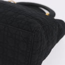 Christian Dior Lady Dior Canage Hand Bag Canvas Black Gold Auth 200447-14