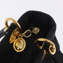 Christian Dior Lady Dior Canage Hand Bag Canvas Black Gold Auth 200447-10