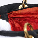 Christian Dior Lady Dior Canage Hand Bag Canvas Black Gold Auth 200447-20