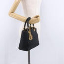 Christian Dior Lady Dior Canage Hand Bag Canvas Black Gold Auth 200447-22