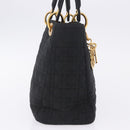 Christian Dior Lady Dior Canage Hand Bag Canvas Black Gold Auth 200447-4