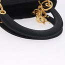 Christian Dior Lady Dior Canage Hand Bag Canvas Black Gold Auth 200447-7
