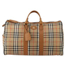 Burberrys Nova Check Boston Bag Canvas Beige Gold Auth 200449-13