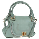 Chloe Marcie Hand Bag Leather 2way Green Gold Auth 200450V-1