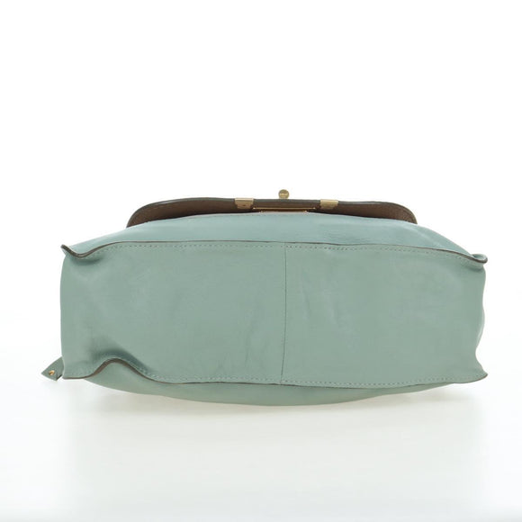 Chloe Marcie Hand Bag Leather 2way Green Gold Auth 200450V