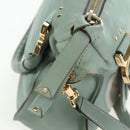Chloe Marcie Hand Bag Leather 2way Green Gold Auth 200450V-21