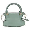 Chloe Marcie Hand Bag Leather 2way Green Gold Auth 200450V-3