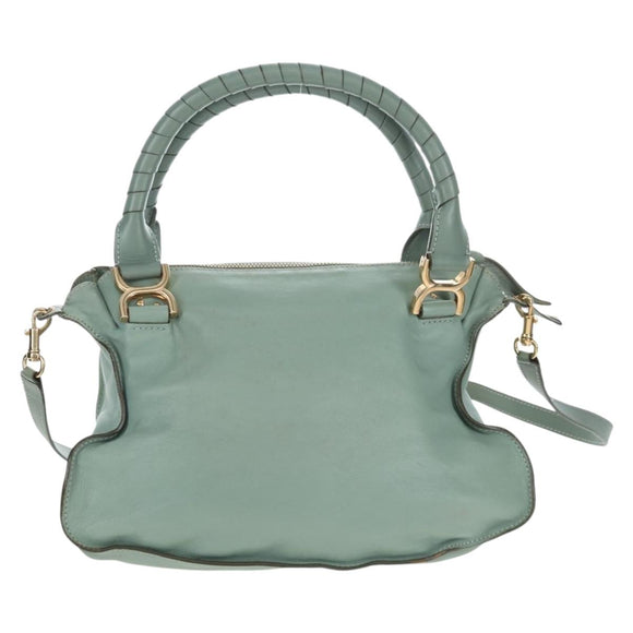 Chloe Marcie Hand Bag Leather 2way Green Gold Auth 200450V
