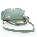 Chloe Marcie Hand Bag Leather 2way Green Gold Auth 200450V-9