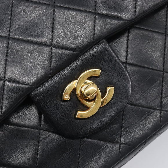 CHANEL Chain Matelasse 23 Shoulder Bag Lamb Skin Black Gold CC Auth 200454SAM