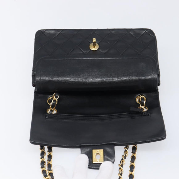 CHANEL Chain Matelasse 23 Shoulder Bag Lamb Skin Black Gold CC Auth 200454SAM