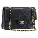 CHANEL Chain Matelasse 23 Shoulder Bag Lamb Skin Black Gold CC Auth 200454SAM-1