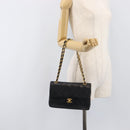 CHANEL Chain Matelasse 23 Shoulder Bag Lamb Skin Black Gold CC Auth 200454SAM-25