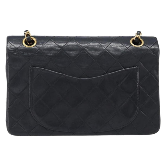 CHANEL Chain Matelasse 23 Shoulder Bag Lamb Skin Black Gold CC Auth 200454SAM