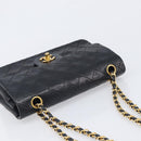 CHANEL Chain Matelasse 23 Shoulder Bag Lamb Skin Black Gold CC Auth 200454SAM-6