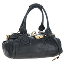 Chloe Paddington Hand Bag Leather Black Gold Silver Auth 200455V-1
