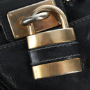 Chloe Paddington Hand Bag Leather Black Gold Silver Auth 200455V-18