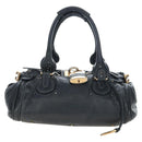 Chloe Paddington Hand Bag Leather Black Gold Silver Auth 200455V-13