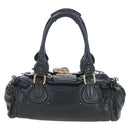 Chloe Paddington Hand Bag Leather Black Gold Silver Auth 200455V-2