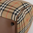 Burberrys Nova Check Boston Bag Canvas Beige Gold Auth 200460V-9