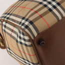 Burberrys Nova Check Boston Bag Canvas Beige Gold Auth 200460V-14