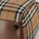Burberrys Nova Check Boston Bag Canvas Beige Gold Auth 200460V-15