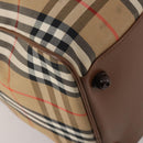 Burberrys Nova Check Boston Bag Canvas Beige Gold Auth 200460V-16