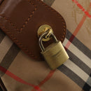 Burberrys Nova Check Boston Bag Canvas Beige Gold Auth 200460V-17