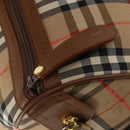 Burberrys Nova Check Boston Bag Canvas Beige Gold Auth 200460V-10