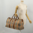 Burberrys Nova Check Boston Bag Canvas Beige Gold Auth 200460V-23