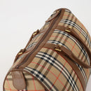 Burberrys Nova Check Boston Bag Canvas Beige Gold Auth 200460V-6