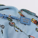 PRADA Backpack Nylon Light Blue Silver Auth 200461-25