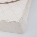 CHANEL Chain Matelasse Shoulder Bag Lamb Skin White Gold CC Auth 200466V-10