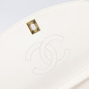 CHANEL Chain Matelasse Shoulder Bag Lamb Skin White Gold CC Auth 200466V-16