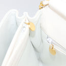 CHANEL Chain Matelasse Shoulder Bag Lamb Skin White Gold CC Auth 200466V-20