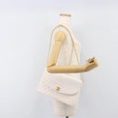 CHANEL Chain Matelasse Shoulder Bag Lamb Skin White Gold CC Auth 200466V-27