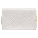 CHANEL Chain Matelasse Shoulder Bag Lamb Skin White Gold CC Auth 200466V-3