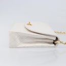 CHANEL Chain Matelasse Shoulder Bag Lamb Skin White Gold CC Auth 200466V-4