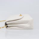CHANEL Chain Matelasse Shoulder Bag Lamb Skin White Gold CC Auth 200466V-5