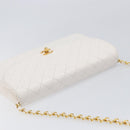 CHANEL Chain Matelasse Shoulder Bag Lamb Skin White Gold CC Auth 200466V-6