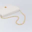 CHANEL Chain Matelasse Shoulder Bag Lamb Skin White Gold CC Auth 200466V-7