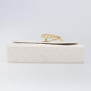 CHANEL Chain Matelasse Shoulder Bag Lamb Skin White Gold CC Auth 200466V-9