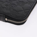 CHANEL Icon iPad Case Leather Black Gold CC Auth 200467-11