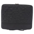 CHANEL Icon iPad Case Leather Black Gold CC Auth 200467-3