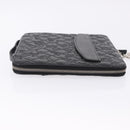 CHANEL Icon iPad Case Leather Black Gold CC Auth 200467-4
