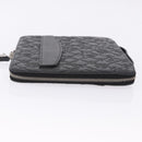 CHANEL Icon iPad Case Leather Black Gold CC Auth 200467-5